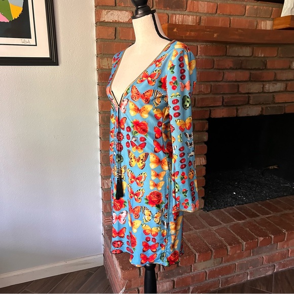 Kasia de Gelaque Butterfly Bug Print Long Sleeve Dress Sz S - Picture 4 of 11